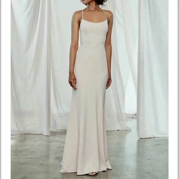 Amsale Taryn Mauve Crepe Dress - Picture 5 of 11